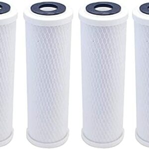 SyncFilter 4-Pack Carbon Block Replacement Cartridges - High-Performance 5 Micron Filters Compatible with GE GXWH04F, GXWH20F, Culligan D-10, & OmniFilter TO-1. Professional Grade Water Solutions (10" x 2.5")