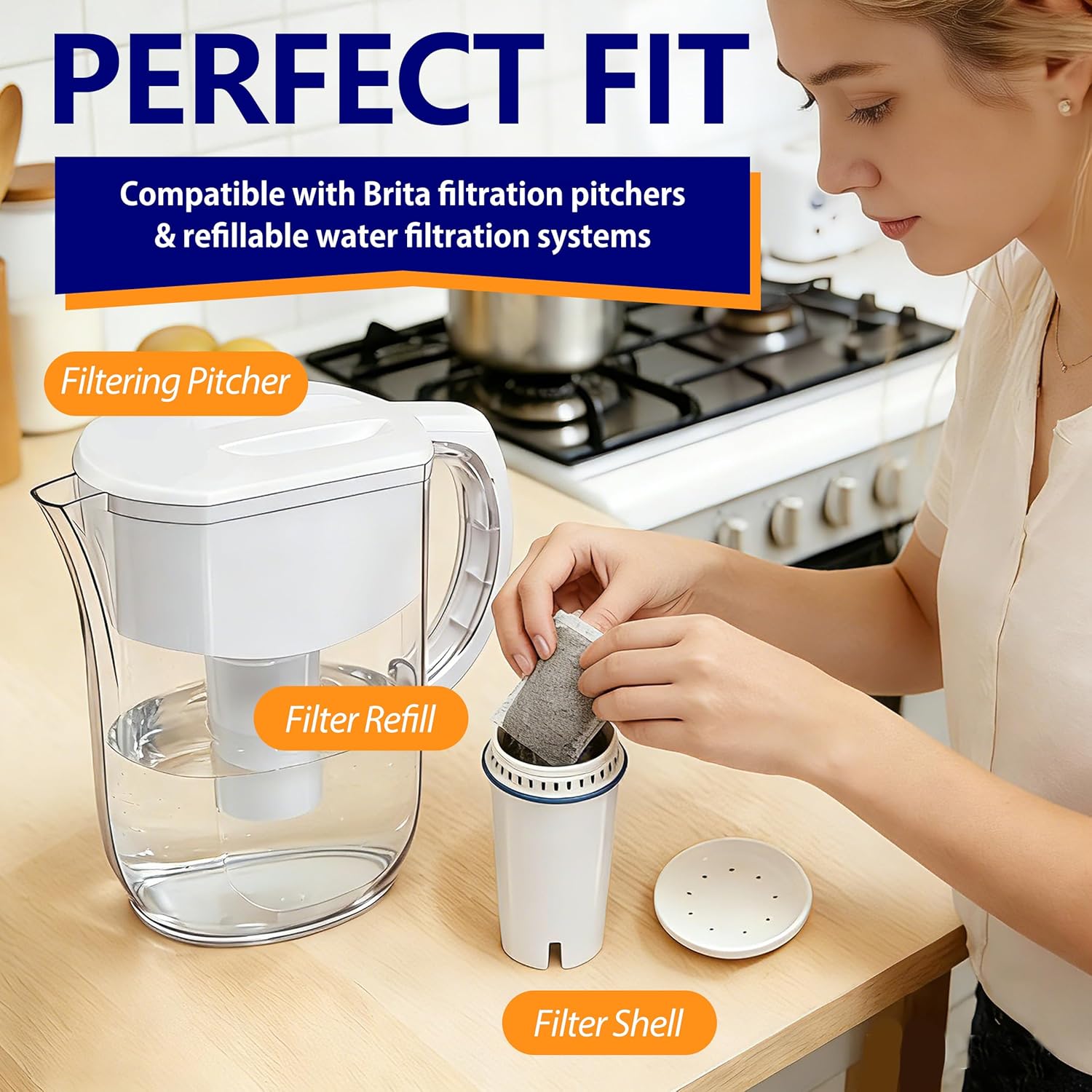 SyncFilter 10-Pack Refillable Water Filter Refills - Compatible with Brita Reusable Shells, Pitchers & Dispensers. 40-Gallon Lifespan, Eco-Friendly & High-Performance - Image 2